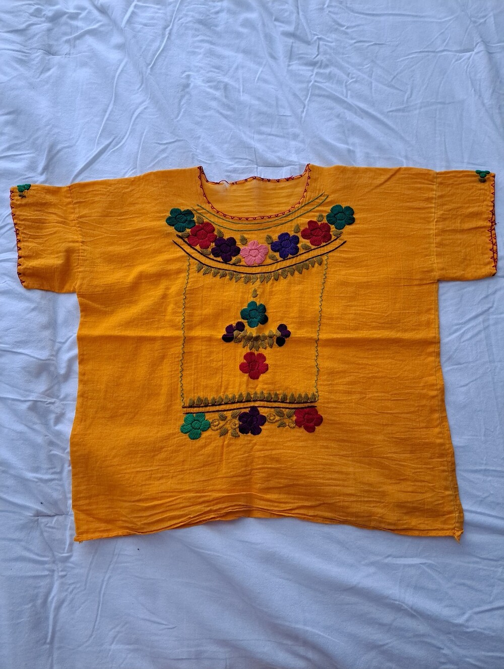 Yellow Floral Embroided Top